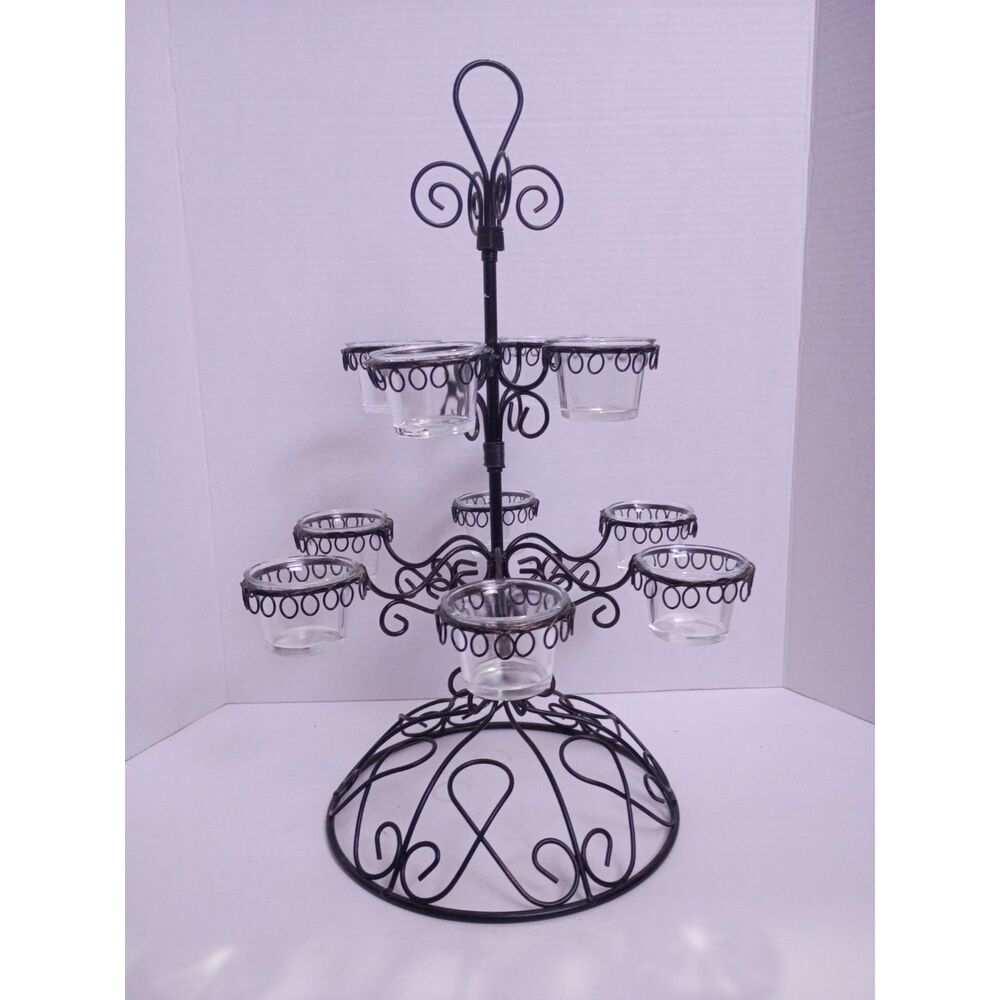 Gold Canyon 10 Glass Trellis Votive Tealights Black Candelabra RETIRED Model